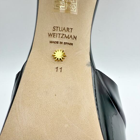 Stuart Weitzman Womens Discopatform Heeled Sandal US 11B Black Patent NIB - Picture 13 of 14